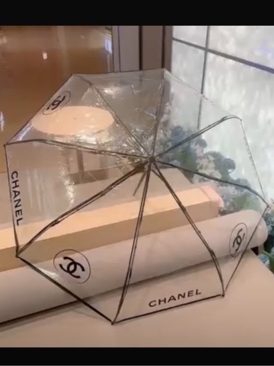INSPIRED Accessories - CHANEL Print Automatic, Transparent & Black Umbrella